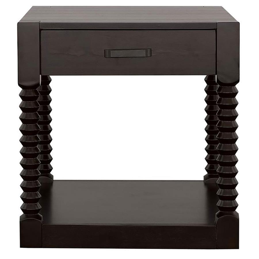 Meredith - 1-Drawer Rectangular Side End Table - Coffee Bean