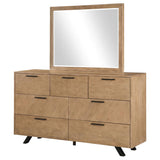 Taylor - 7-Drawer Dresser With Mirror - Light Honey Brown