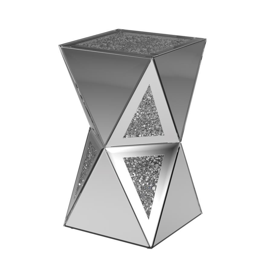 Matheo - Square Geometric Mirrored Acrylic Side Table - Silver