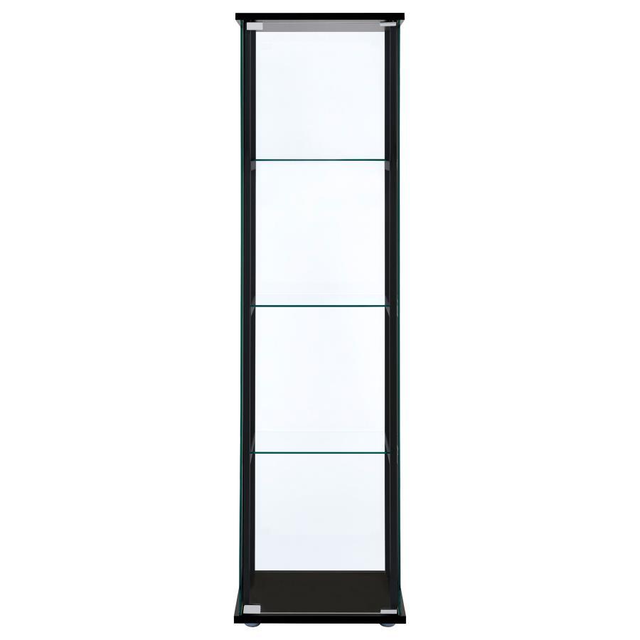 Cyclamen - 4-Shelf Clear Glass Curio Display Cabinet - Black