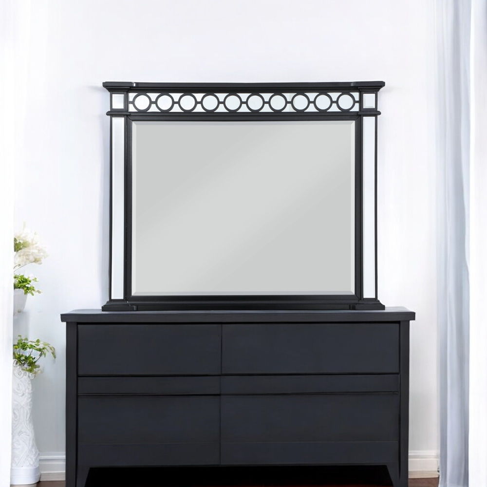 Varian II - Mirror - Black Velvet & Black & Sliver Finish