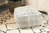 Landry - Square Upholstered Floor Pouf - Cream And Black