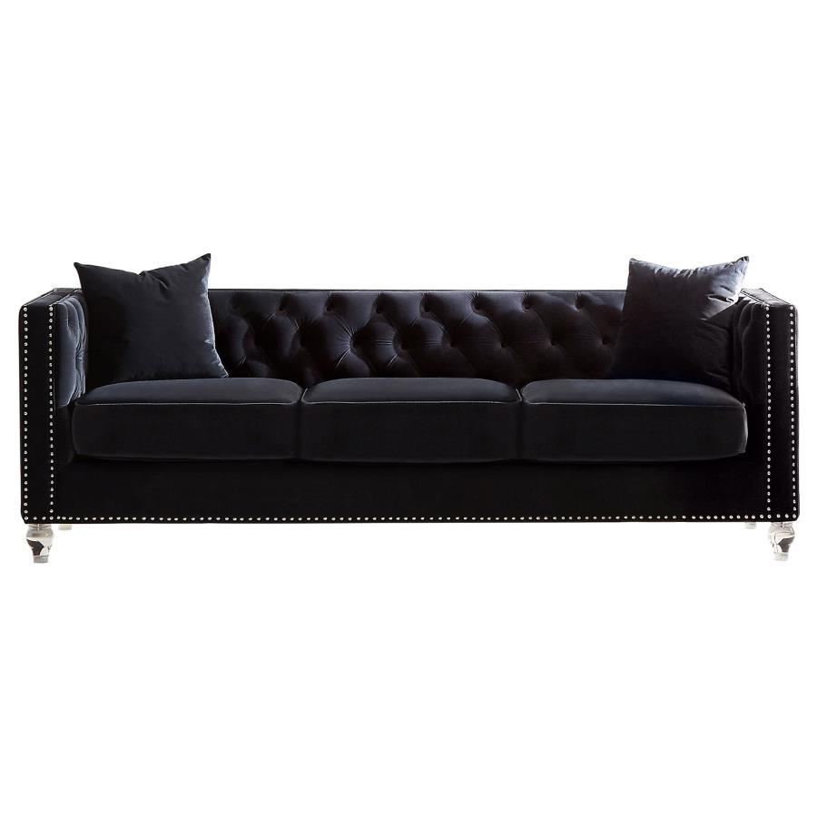 Delilah - Upholstered Tufted Tuxedo Arm Sofa - Black