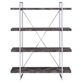 Grimma - 4-Shelf Bookshelf - Rustic Gray And Chrome