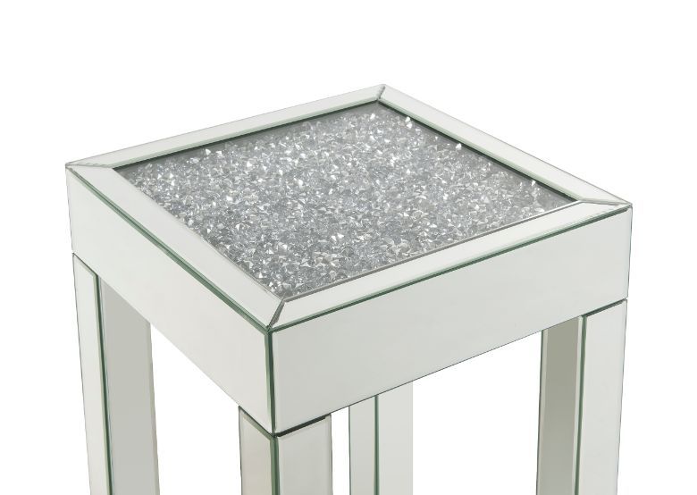 Noralie - End Table With Glass Top - Pearl Silver - Wood - 24"