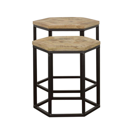 Adger - 2 Piece Hexagon Nesting Tables - Natural And Black