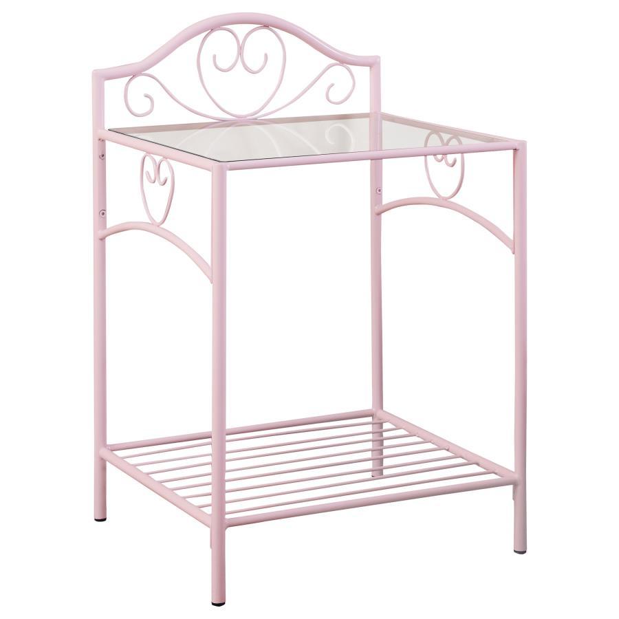 Massi - Metal 1-Shelf Nightstand - Powder Pink