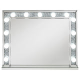 Wilmer - Rectangular Table Vanity Mirror With Lighting - Silver