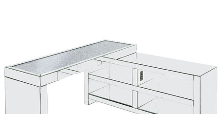 Noralie - Desk - Clear Glass, Mirrored & Faux Diamonds - 32"