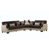 Ottomanson Molina - Convertible Sectional With Storage - Dark Brown & Beige