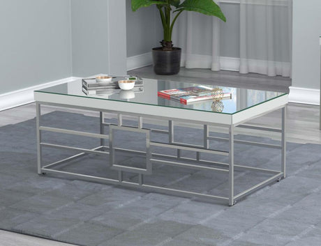 Dafina - Rectangular Mirrored Top Coffee Table - Chrome