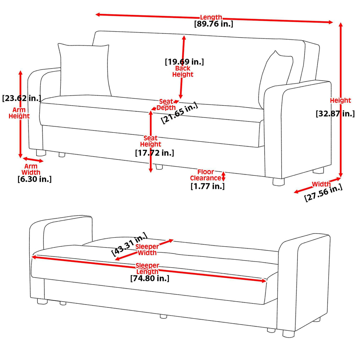 Ottomanson Harmony - Convertible Sofabed With Storage