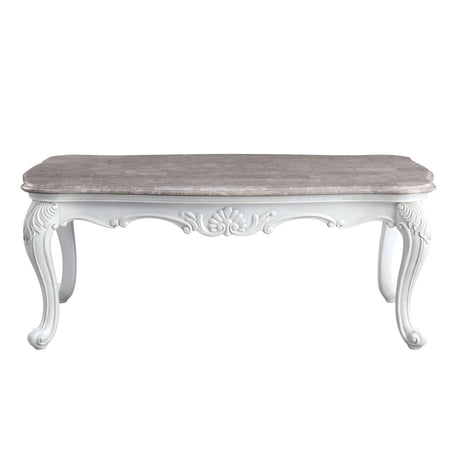 Ciddrenar - Coffee Table - Marble Top & White Finish