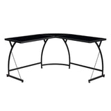 Janison - Desk - Black Glass & Black