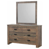 Frederick - 6-Drawer Dresser With Mirror - Weathered Oak