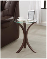 Edgar - Round Glass Top Accent Side Table - Cappuccino