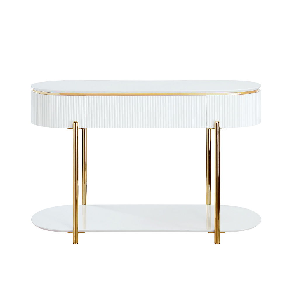 Daveigh - Sofa Table - White High & Gold