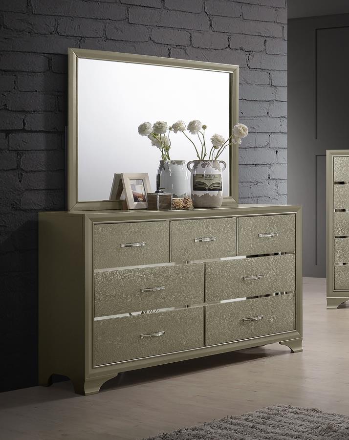 Beaumont - 7-Drawer Dresser With Mirror - Champagne