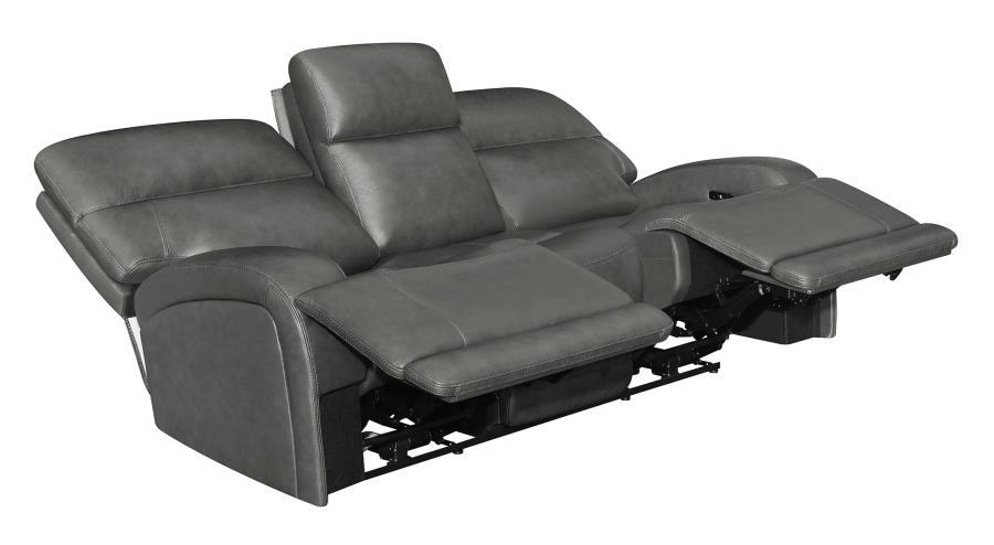 Longport - Upholstered Power Sofa - Grain Leather - Charcoal