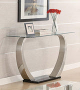 Pruitt - Glass Top Metal Base Console Table - Satin