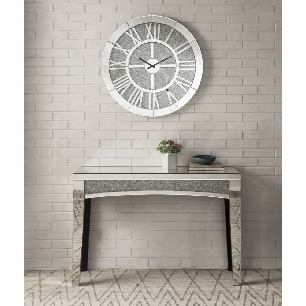 Nowles - Wall Clock - Mirrored & Faux Stones