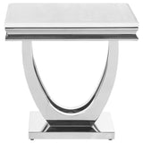 Kerwin - Square Stone Top End Table - White And Chrome