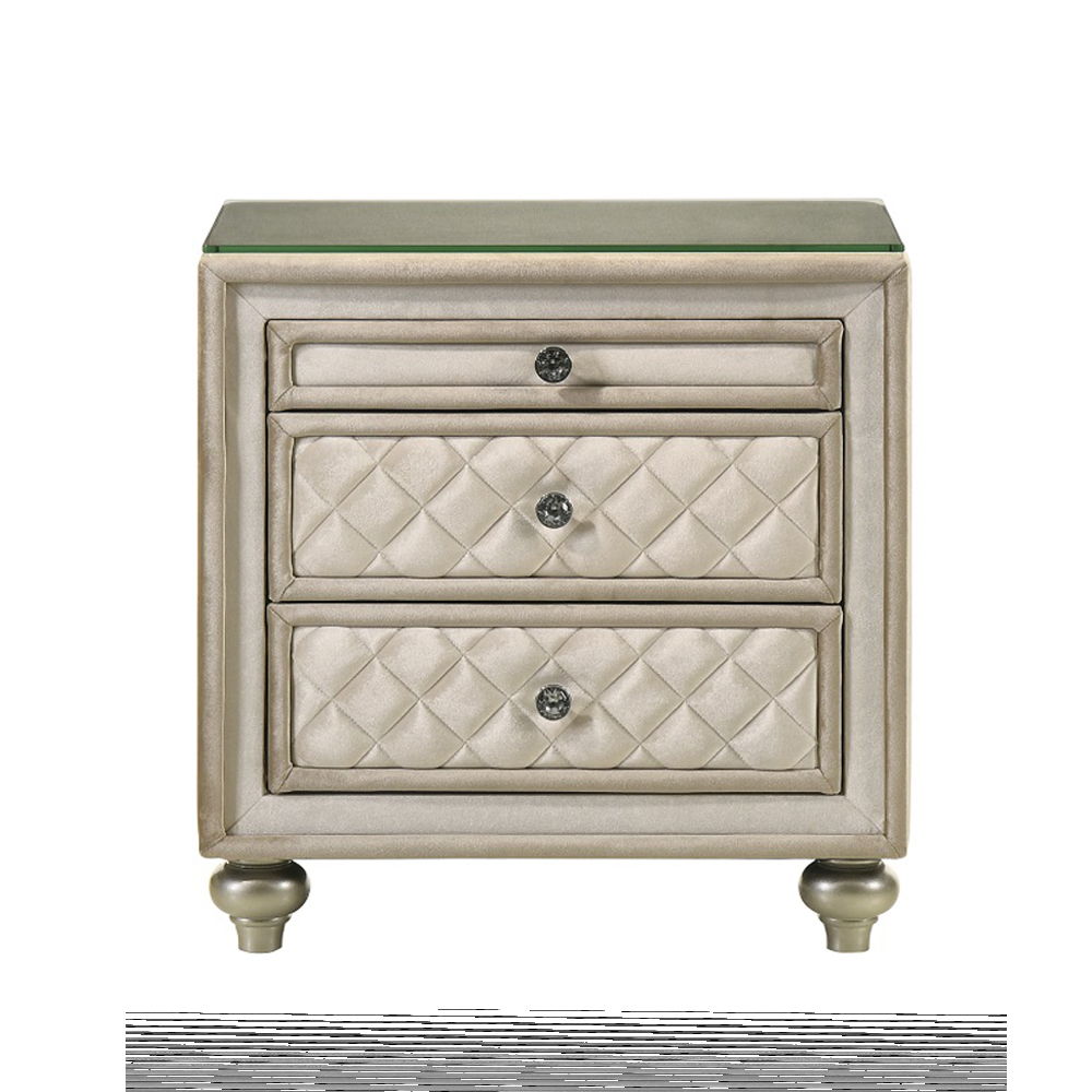 Lucienne - Nightstand - Beige Velvet