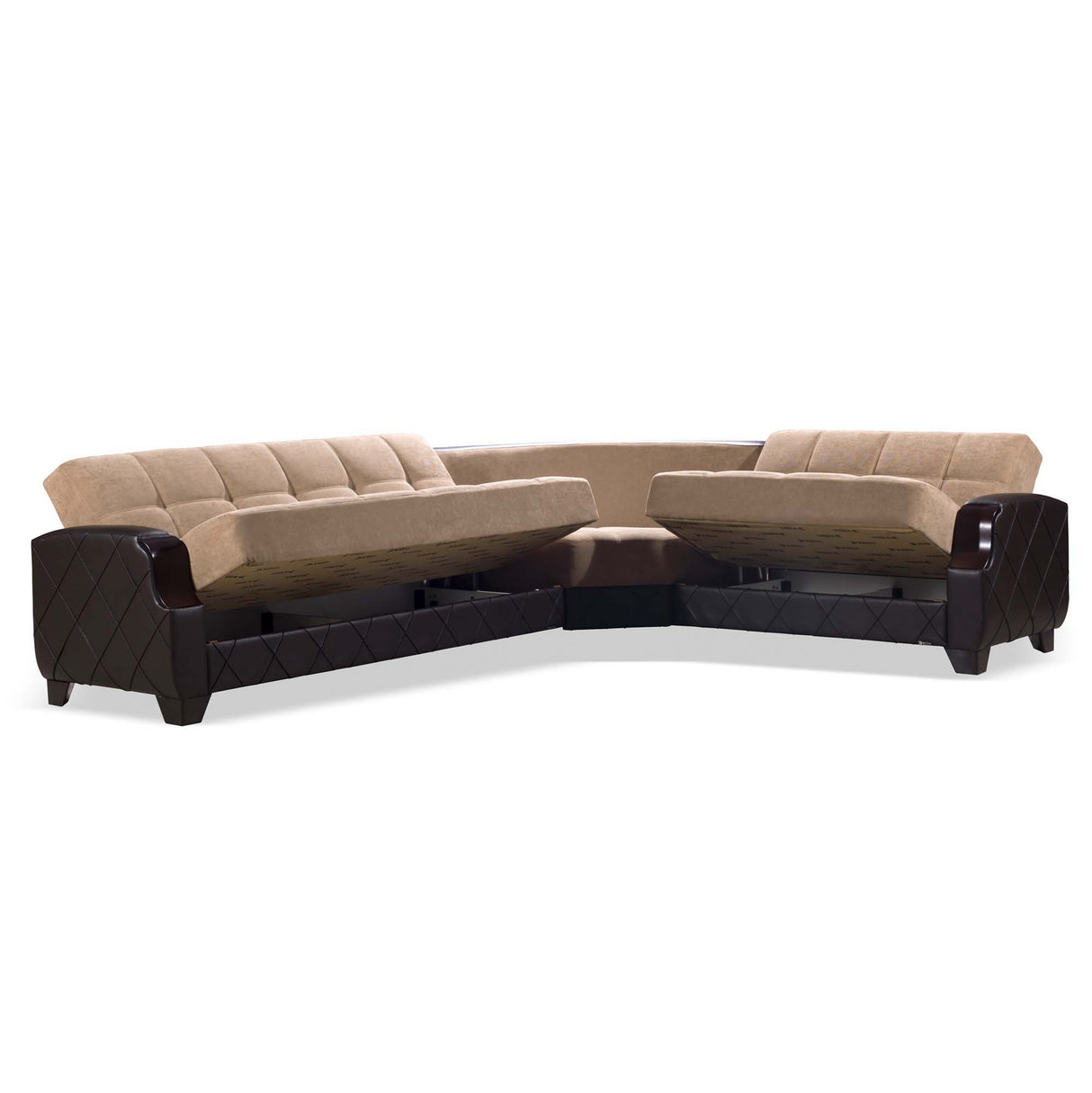 Ottomanson Molina - Convertible Sectional With Storage - Beige & Brown