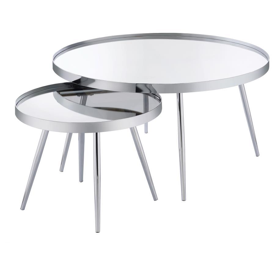 Kaelyn - 2 Piece Round Mirror Top Nesting Coffee Table