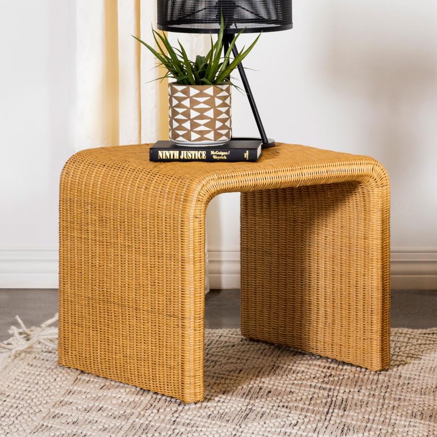 Juanita - Square Woven Rattan End Table - Natural