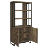 Millbrook - 2-Door Bookcase - Rustic Oak Herringbone And Gunmetal