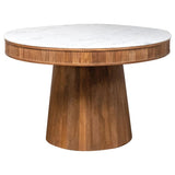 Ortega - Round Marble Top Wood Dining Table - Natural