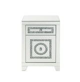 Noralie - Accent Table With Storage Drawers - Mirrored & Faux Diamonds - 26"