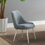 Laela - Side Chair (Set of 2) - Light Blue Boucle & White Finish