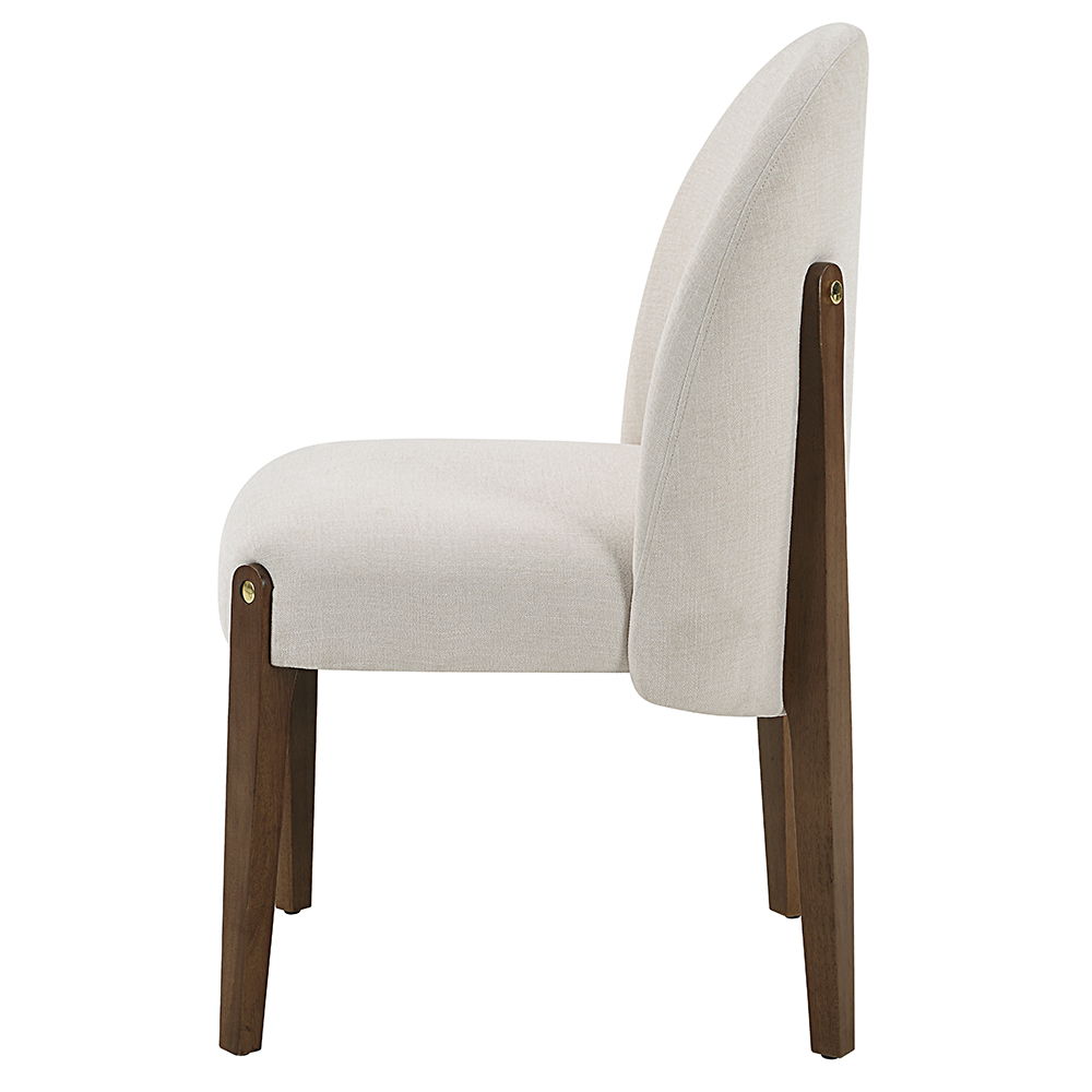 Gamarya - Side Chair (Set of 2) - White Fabric & Oak