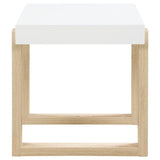 Pala - Rectangular End Table - White High Gloss And Natural