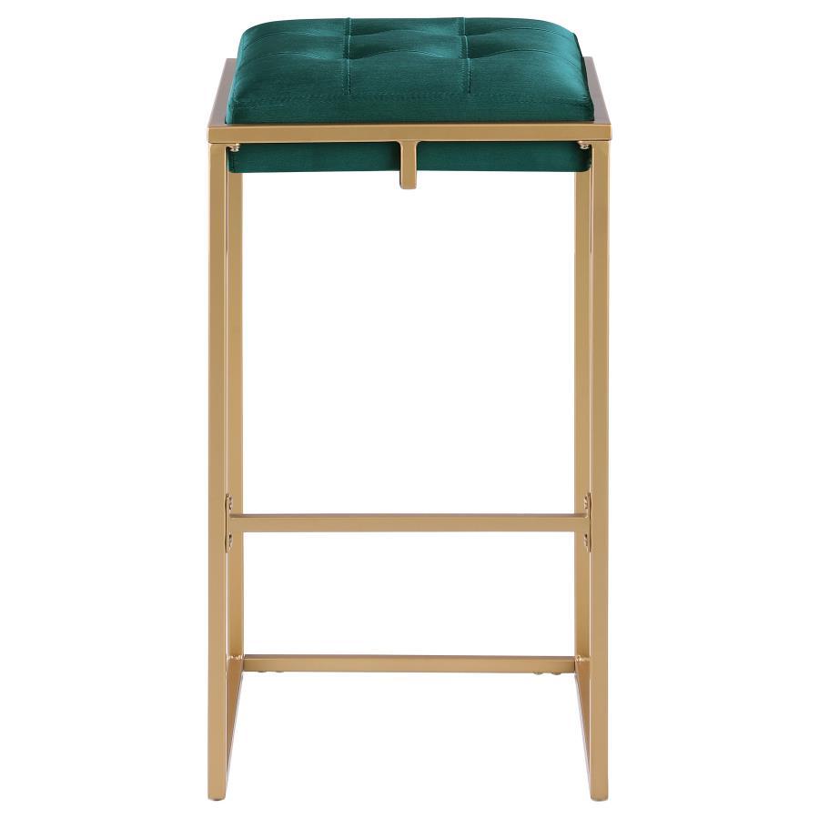 Nadia - Upholstered Backless Bar Stool (Set of 2) - Hunter Green