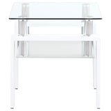 Dyer - 1-Shelf Square Glass Top Side End Table - White