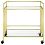 Cara - 2-tier Rectangular Glass Shelf Metal Bar Cart