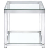 Anne - Square Glass Top Acrylic Leg Side End Table - Chrome