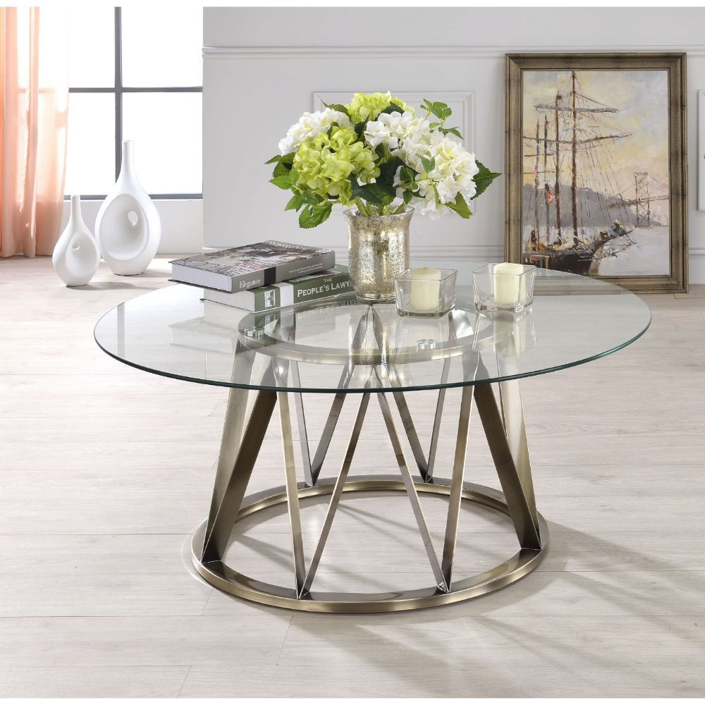 Perjan - Coffee Table - Antique Brass & Clear Glass