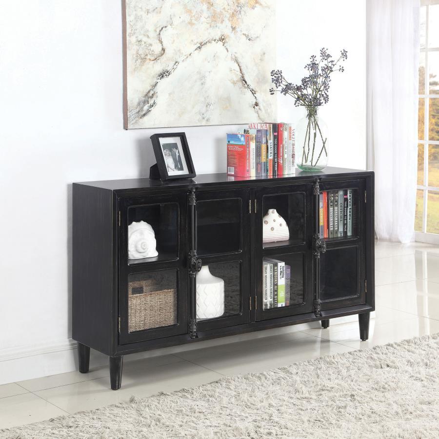 Sylvia - 4-Door Accent Cabinet - Black