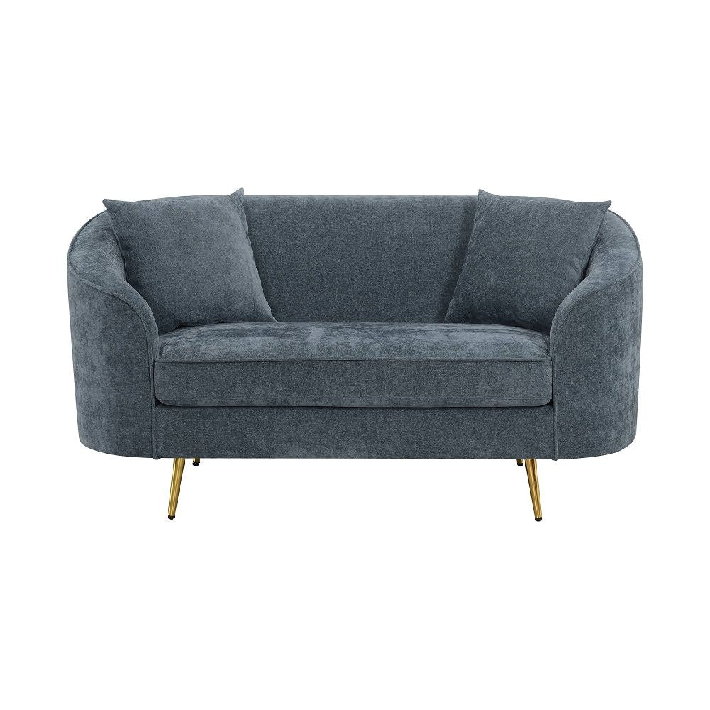 Nakendra - Loveseat With 2 Pillows - Cobalt Gray