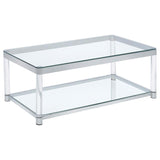 Anne - Rectangular Glass Top Acrylic Leg Coffee Table - Chrome