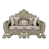 Sorina - Loveseat - Velvet, Fabric & Antique Gold Finish