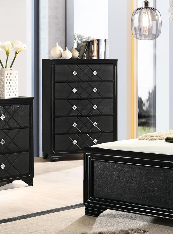 Penelope - 5-Drawer Bedroom Chest - Midnight Star