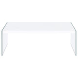 Opal - Rectangular Glass Frame Coffee Table - White High Gloss