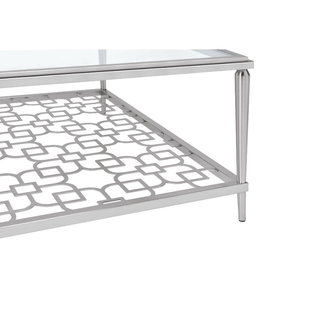 Naiya - Coffee Table - Nickel & Clear Glass