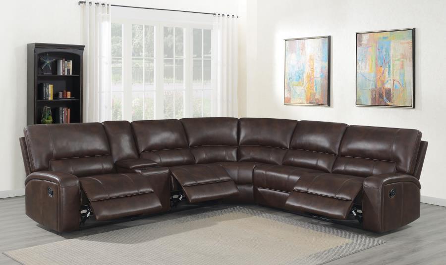 Brunson - 3 Piece Upholstered Reclining Sectional Sofa - Brown