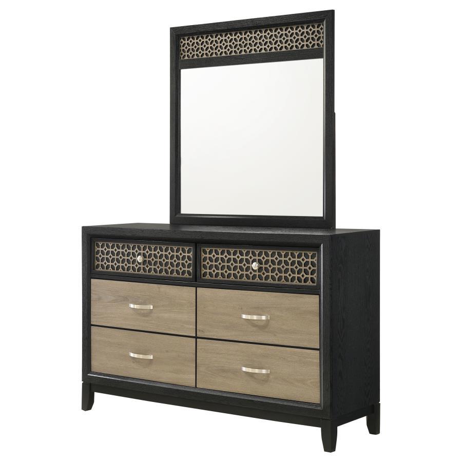 Valencia - 6-Drawer Dresser With Mirror - Black